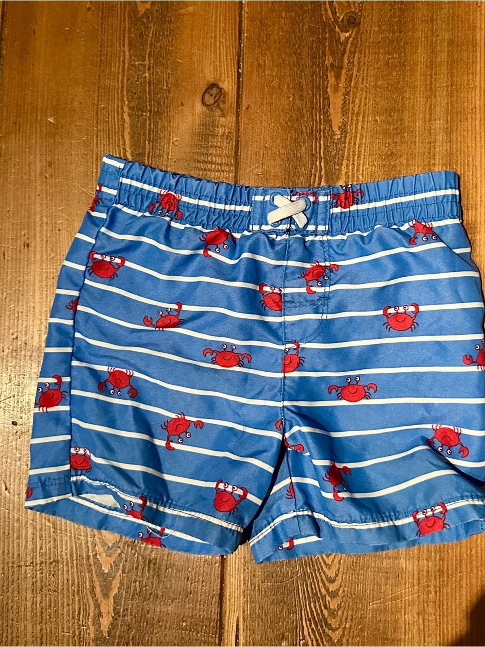 3, Toddler swim trunks, Sz 12 mo to 18 mo Frogs, Dinosaur, Crabs designs on each